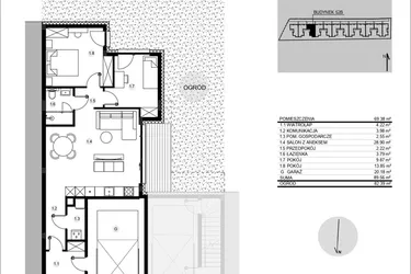 Rzut - Mieszkanie na sprzedaż 3 pokoje o powierzchni 89,59 m² - numer 52B/1 w Działowskiego Zacisze