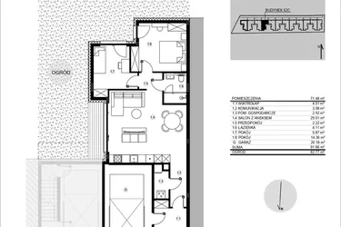 Rzut - Mieszkanie na sprzedaż 3 pokoje o powierzchni 91,69 m² - numer 52C/1 w Działowskiego Zacisze