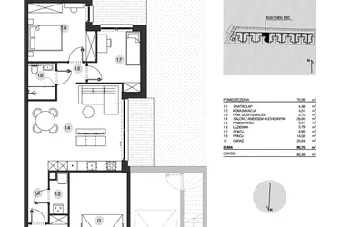 Rzut - Mieszkanie na sprzedaż 3 pokoje o powierzchni 90,7 m² - numer 52D/1 w Działowskiego Zacisze