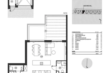 Rzut - Mieszkanie na sprzedaż 4 pokoje o powierzchni 118,75 m² - numer 52C/2 w Działowskiego Zacisze