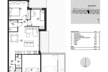 Rzut - Mieszkanie na sprzedaż 3 pokoje o powierzchni 90,7 m² - numer 52F/1 w Działowskiego Zacisze