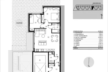 Rzut - Mieszkanie na sprzedaż 3 pokoje o powierzchni 89,59 m² - numer 52G/1 w Działowskiego Zacisze