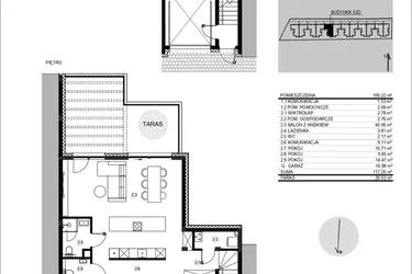 Rzut - Mieszkanie na sprzedaż 4 pokoje o powierzchni 115,65 m² - numer 52D/2 w Działowskiego Zacisze