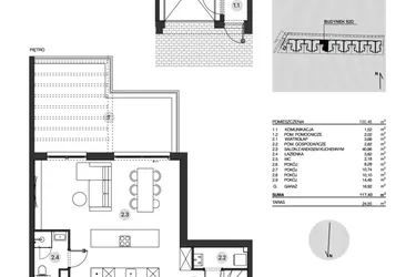 Rzut - Mieszkanie na sprzedaż 4 pokoje o powierzchni 117,4 m² - numer 52D/2 w Działowskiego Zacisze