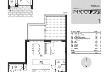 Rzut - Mieszkanie na sprzedaż 4 pokoje o powierzchni 118,75 m² - numer 52G/2 w Działowskiego Zacisze