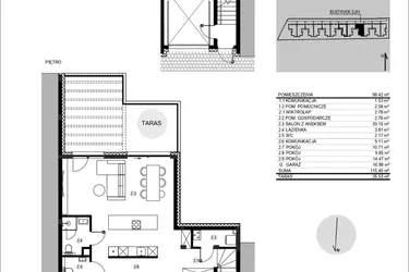 Rzut - Mieszkanie na sprzedaż 4 pokoje o powierzchni 115,65 m² - numer 52H/2 w Działowskiego Zacisze