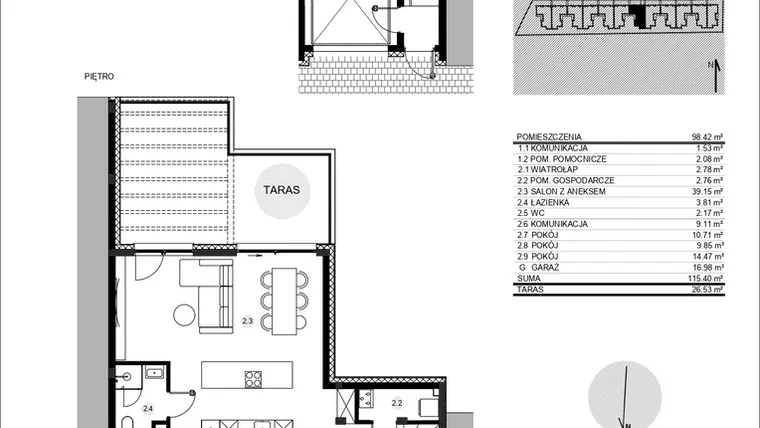 Rzut - Mieszkanie na sprzedaż 4 pokoje o powierzchni 115,65 m² - numer 52F/2 w Działowskiego Zacisze