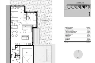 Rzut - Mieszkanie na sprzedaż 3 pokoje o powierzchni 89,59 m² - numer 52H/1 w Działowskiego Zacisze