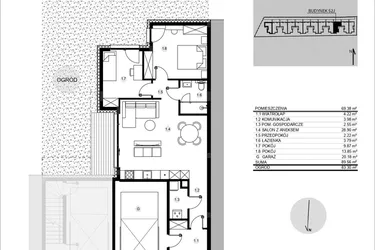 Rzut - Mieszkanie na sprzedaż 3 pokoje o powierzchni 89,59 m² - numer 52J/1 w Działowskiego Zacisze