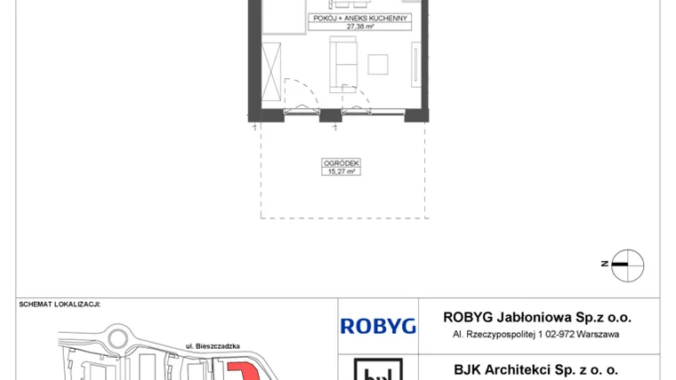 Rzut - Mieszkanie na sprzedaż 1 pokój o powierzchni 31,7 m² - numer D.0M11 w Foresteria bud. D