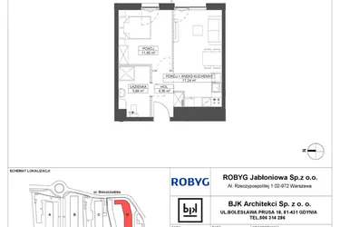 Rzut - Mieszkanie na sprzedaż 2 pokoje o powierzchni 39,13 m² - numer D.0M05 w Foresteria bud. D