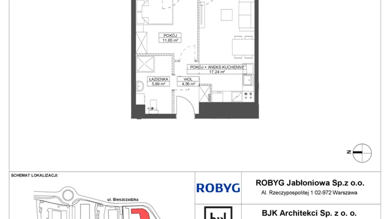 Rzut - Mieszkanie na sprzedaż 2 pokoje o powierzchni 39,13 m² - numer D.0M05 w Foresteria bud. D