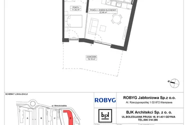 Rzut - Mieszkanie na sprzedaż 2 pokoje o powierzchni 45,43 m² - numer D.0M12 w Foresteria bud. D