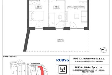 Rzut - Mieszkanie na sprzedaż 3 pokoje o powierzchni 51,1 m² - numer D.0M15 w Foresteria bud. D