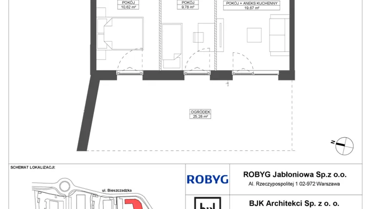 Rzut - Mieszkanie na sprzedaż 3 pokoje o powierzchni 51,1 m² - numer D.0M15 w Foresteria bud. D