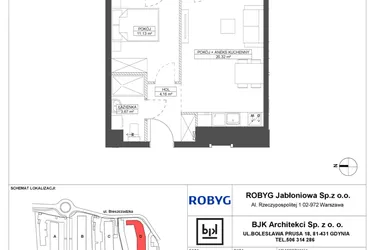 Rzut - Mieszkanie na sprzedaż 2 pokoje o powierzchni 39,28 m² - numer D.1M09 w Foresteria bud. D