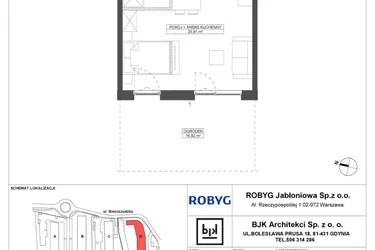 Rzut - Mieszkanie na sprzedaż 1 pokój o powierzchni 34,68 m² - numer D.0M14 w Foresteria bud. D