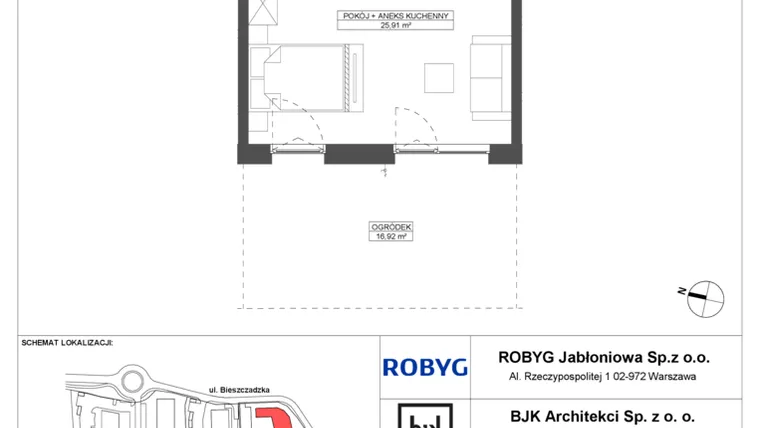 Rzut - Mieszkanie na sprzedaż 1 pokój o powierzchni 34,68 m² - numer D.0M14 w Foresteria bud. D