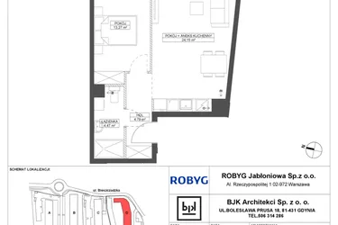 Rzut - Mieszkanie na sprzedaż 2 pokoje o powierzchni 46,68 m² - numer D.1M06 w Foresteria bud. D
