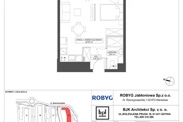 Rzut - Mieszkanie na sprzedaż 1 pokój o powierzchni 33,47 m² - numer D.2M04 w Foresteria bud. D