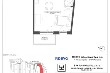 Rzut - Mieszkanie na sprzedaż 1 pokój o powierzchni 33,81 m² - numer D.2M17 w Foresteria bud. D