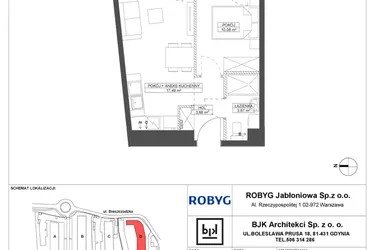Rzut - Mieszkanie na sprzedaż 2 pokoje o powierzchni 35,12 m² - numer D.3M07 w Foresteria bud. D