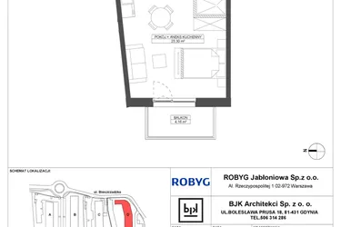 Rzut - Mieszkanie na sprzedaż 1 pokój o powierzchni 29,8 m² - numer D.3M16 w Foresteria bud. D