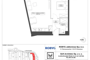Rzut - Mieszkanie na sprzedaż 2 pokoje o powierzchni 43 m² - numer D.5M06 w Foresteria bud. D