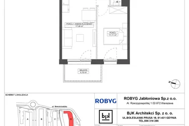 Rzut - Mieszkanie na sprzedaż 2 pokoje o powierzchni 35,73 m² - numer D.4M18 w Foresteria bud. D