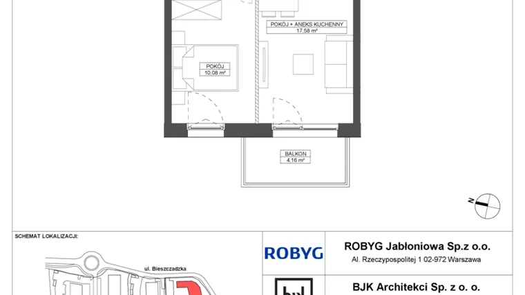 Rzut - Mieszkanie na sprzedaż 2 pokoje o powierzchni 34,46 m² - numer D.5M18 w Foresteria bud. D