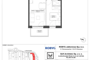 Rzut - Mieszkanie na sprzedaż 2 pokoje o powierzchni 34,37 m² - numer D.5M17 w Foresteria bud. D