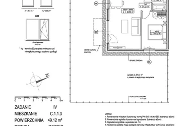 Rzut - Mieszkanie na sprzedaż 2 pokoje o powierzchni 49,12 m² - numer C.1.1.3 w ATUT IV