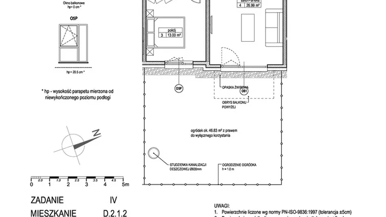 Rzut - Mieszkanie na sprzedaż 2 pokoje o powierzchni 49,88 m² - numer D.2.1.2 w ATUT IV