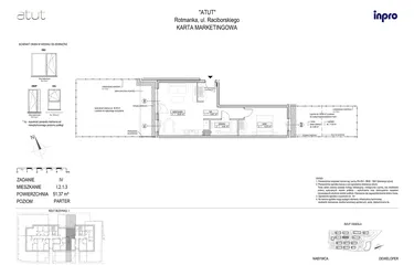Rzut - Mieszkanie na sprzedaż 2 pokoje o powierzchni 51,37 m² - numer I.2.1.3 w ATUT IV