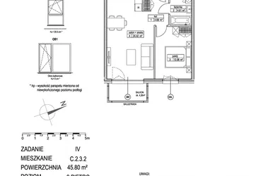 Rzut - Mieszkanie na sprzedaż 2 pokoje o powierzchni 45,8 m² - numer C.2.3.2 w ATUT IV