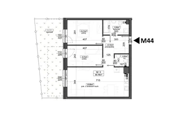 Rzut - Mieszkanie na sprzedaż 3 pokoje o powierzchni 60,78 m² - numer 44 w Mahonia Premium
