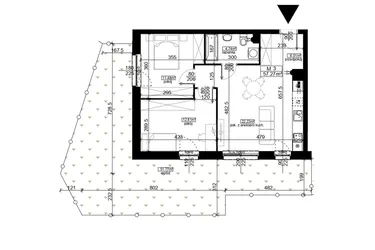 Rzut - Mieszkanie na sprzedaż 3 pokoje o powierzchni 57,27 m² - numer 2 w Mahonia D