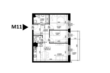 Rzut - Mieszkanie na sprzedaż 3 pokoje o powierzchni 55,81 m² - numer 11 w Mahonia D