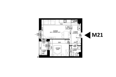 Rzut - Mieszkanie na sprzedaż 2 pokoje o powierzchni 41,19 m² - numer 21 w Mahonia D