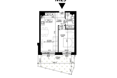Rzut - Mieszkanie na sprzedaż 2 pokoje o powierzchni 41,3 m² - numer 29 w Mahonia D