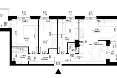 Rzut - Mieszkanie na sprzedaż 4 pokoje o powierzchni 74,81 m² - numer 3.21 w Kalamita