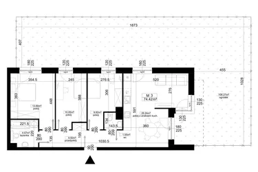 Rzut - Mieszkanie na sprzedaż 4 pokoje o powierzchni 74,42 m² - numer 4.3 w Kalamita