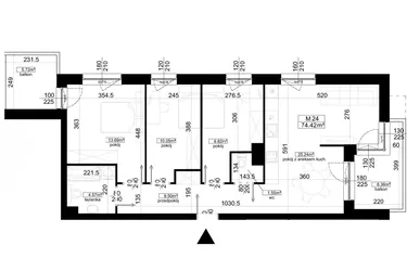 Rzut - Mieszkanie na sprzedaż 4 pokoje o powierzchni 74,42 m² - numer 4.24 w Kalamita