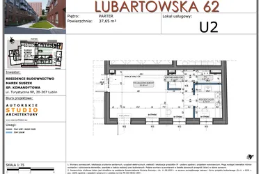 Rzut - Lokal użytkowy na sprzedaż 1 pokój o powierzchni 106,93 m² - numer U2 w Lubartowska 62