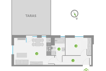 Rzut - Mieszkanie na sprzedaż 1 pokój o powierzchni 37,22 m² - numer 103 w Os. Lotnictwa Polskiego 12