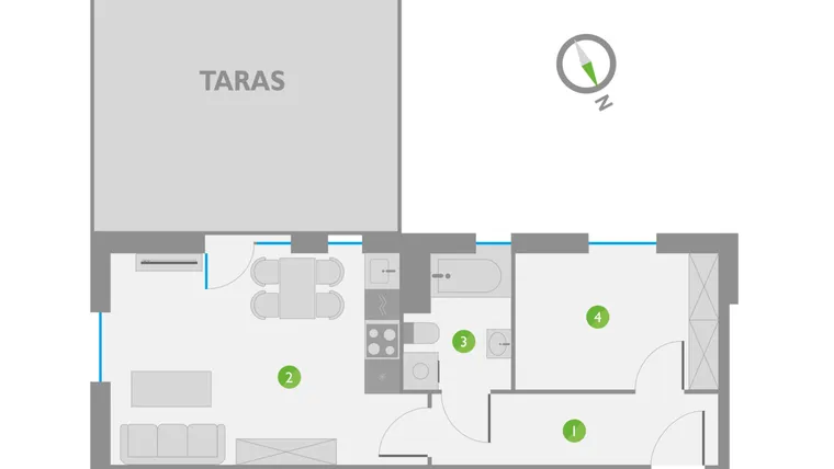 Rzut - Mieszkanie na sprzedaż 1 pokój o powierzchni 37,22 m² - numer 103 w Os. Lotnictwa Polskiego 12