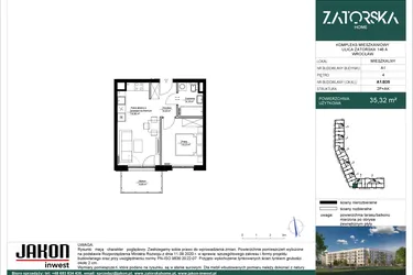 Rzut - Mieszkanie na sprzedaż 2 pokoje o powierzchni 35,32 m² - numer A1.B35 w Zatorska Home