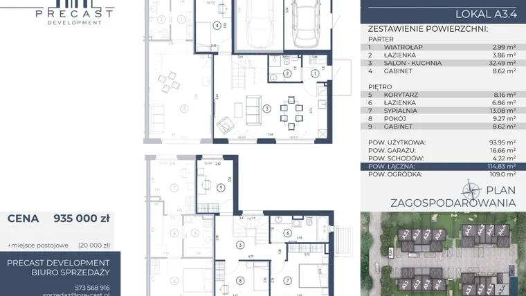 Rzut - Dom na sprzedaż 5 pokoi o powierzchni 114,83 m² - numer A3.4 w Osiedle Sosnowe Łazy