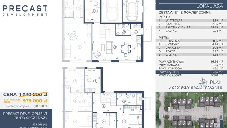 Rzut - Dom na sprzedaż 5 pokoi o powierzchni 93,95 m² - numer A3.4 w Osiedle Sosnowe Łazy