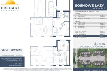 Rzut - Dom na sprzedaż 3 pokoje o powierzchni 83,88 m² - numer B1.2 w Osiedle Sosnowe Łazy